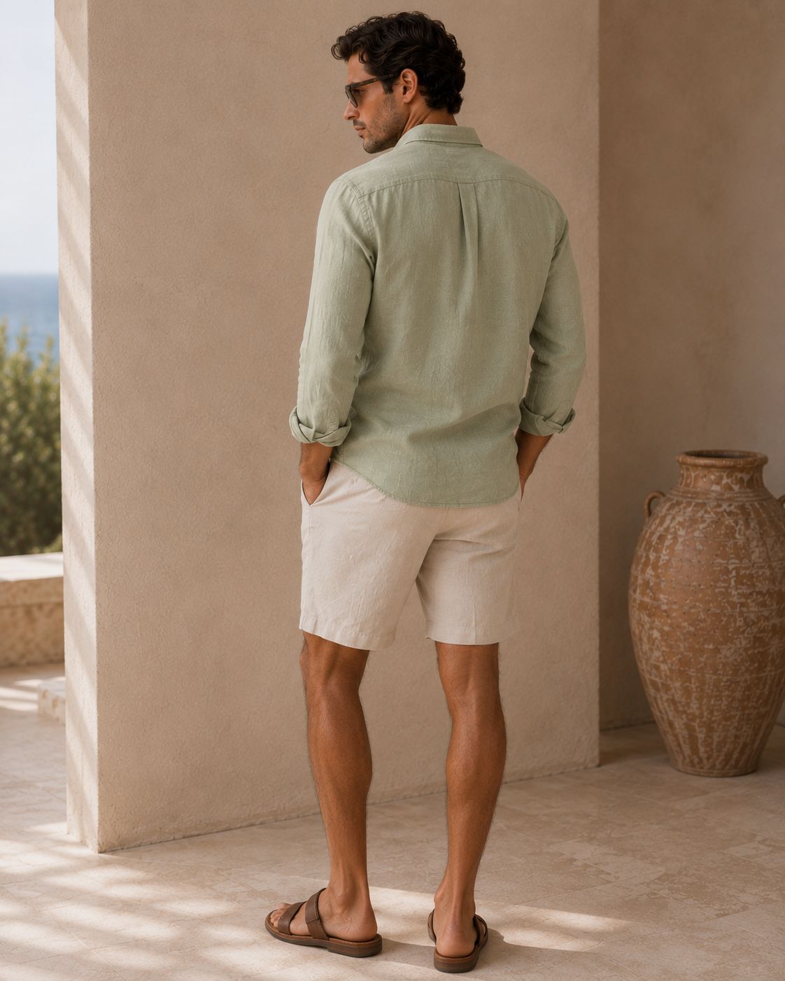 Canary Green Linen Button Down Shirt
