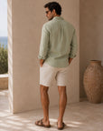 Canary Green Linen Button Down Shirt