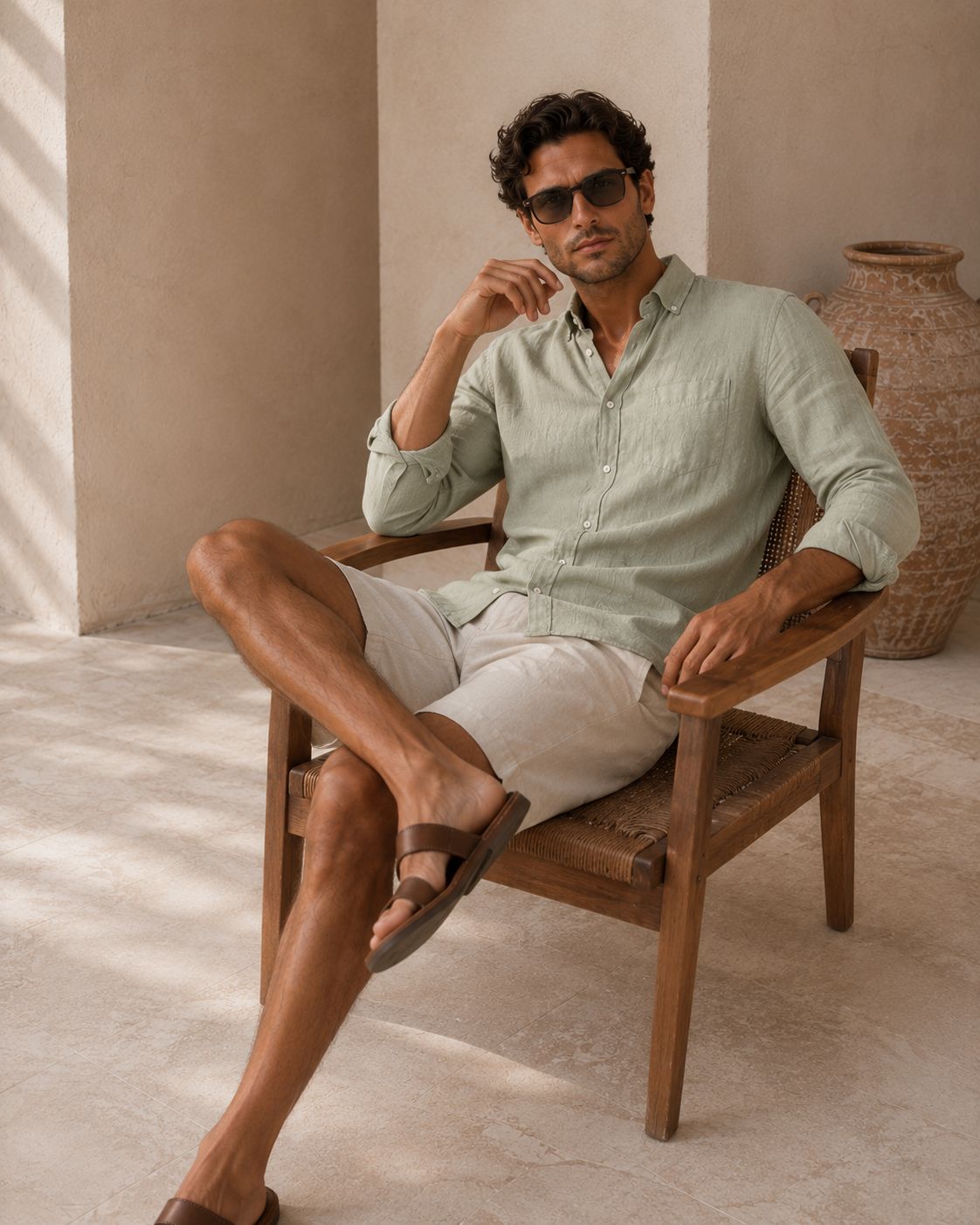 Canary Green Linen Button Down Shirt