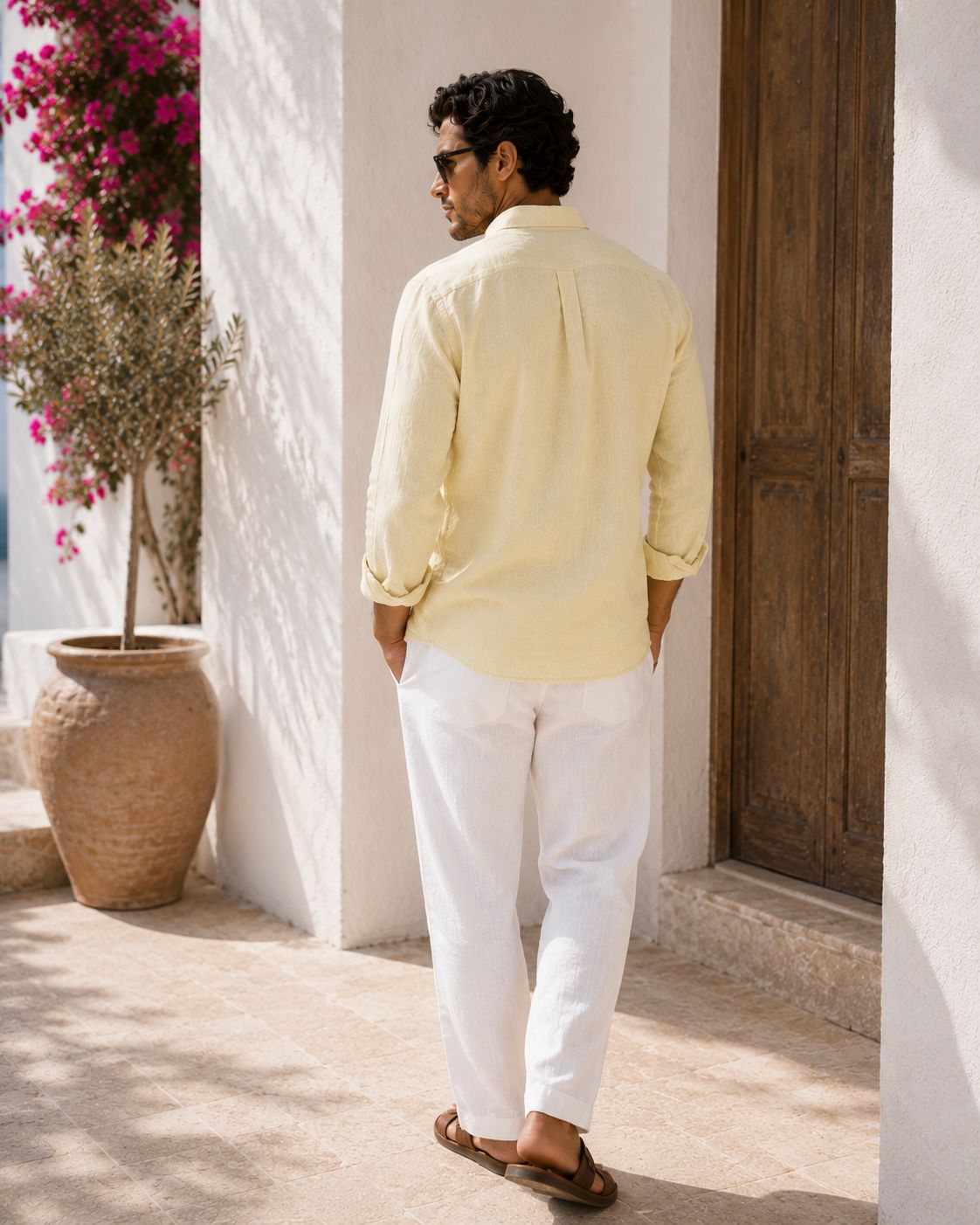 Yellow Linen Button Down Shirt