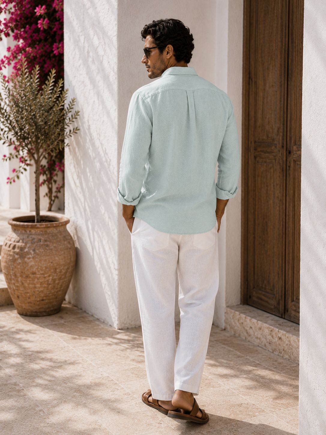 Emerald Linen Button Down Shirt