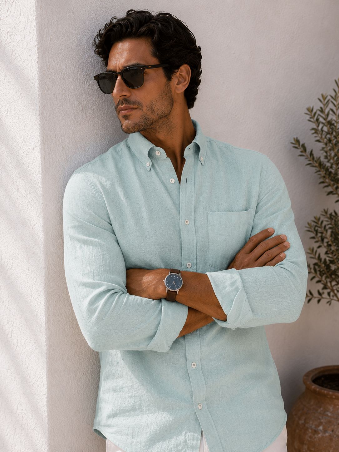 Emerald Linen Button Down Shirt