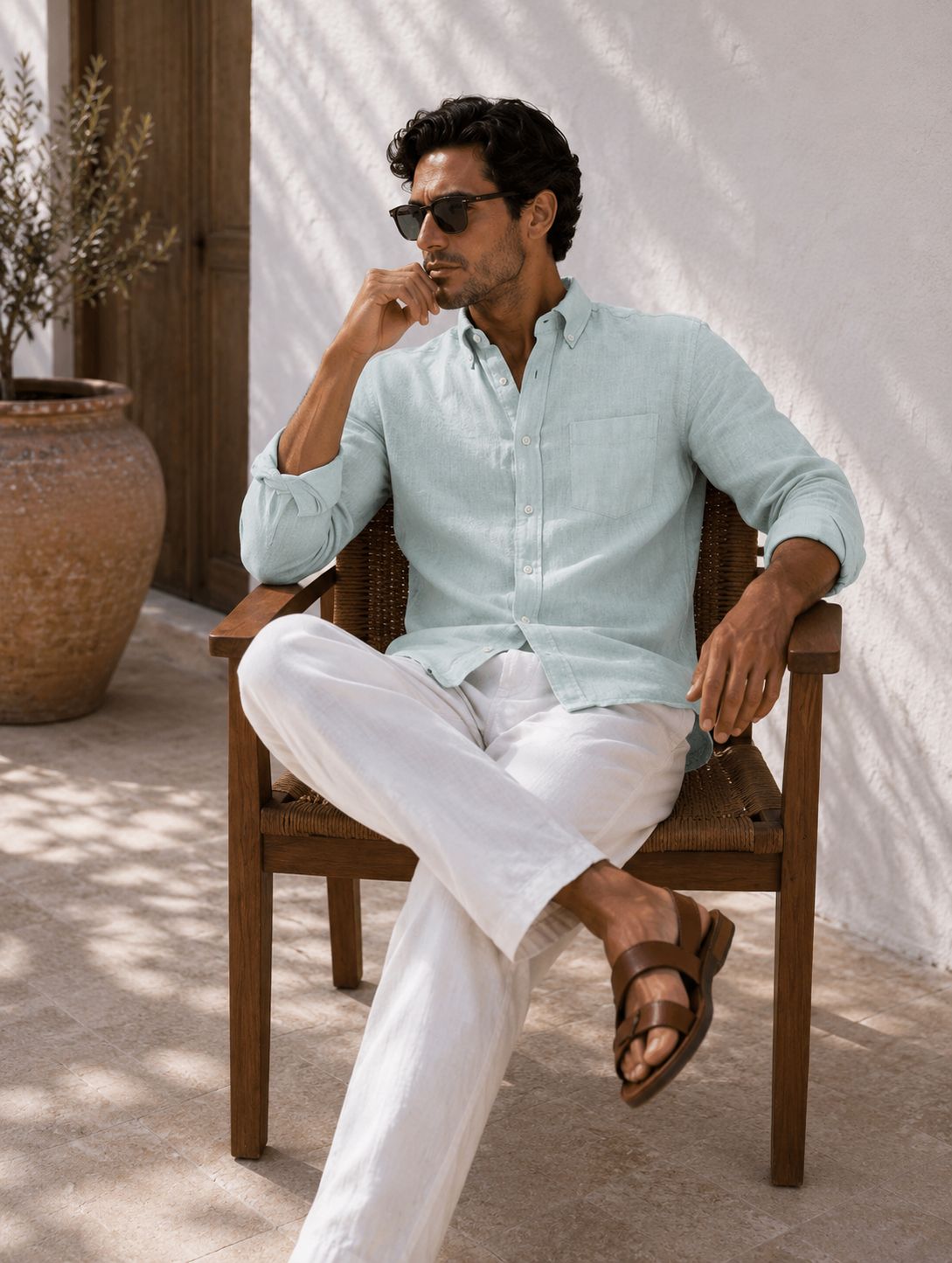 Emerald Linen Button Down Shirt