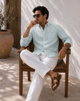 Emerald Linen Button Down Shirt