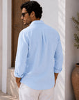 Blue Salt Linen Button Down Shirt