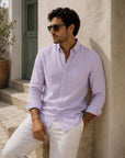 Lilac Linen Button Down Shirt