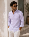 Lilac Linen Button Down Shirt