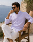 Lilac Linen Button Down Shirt