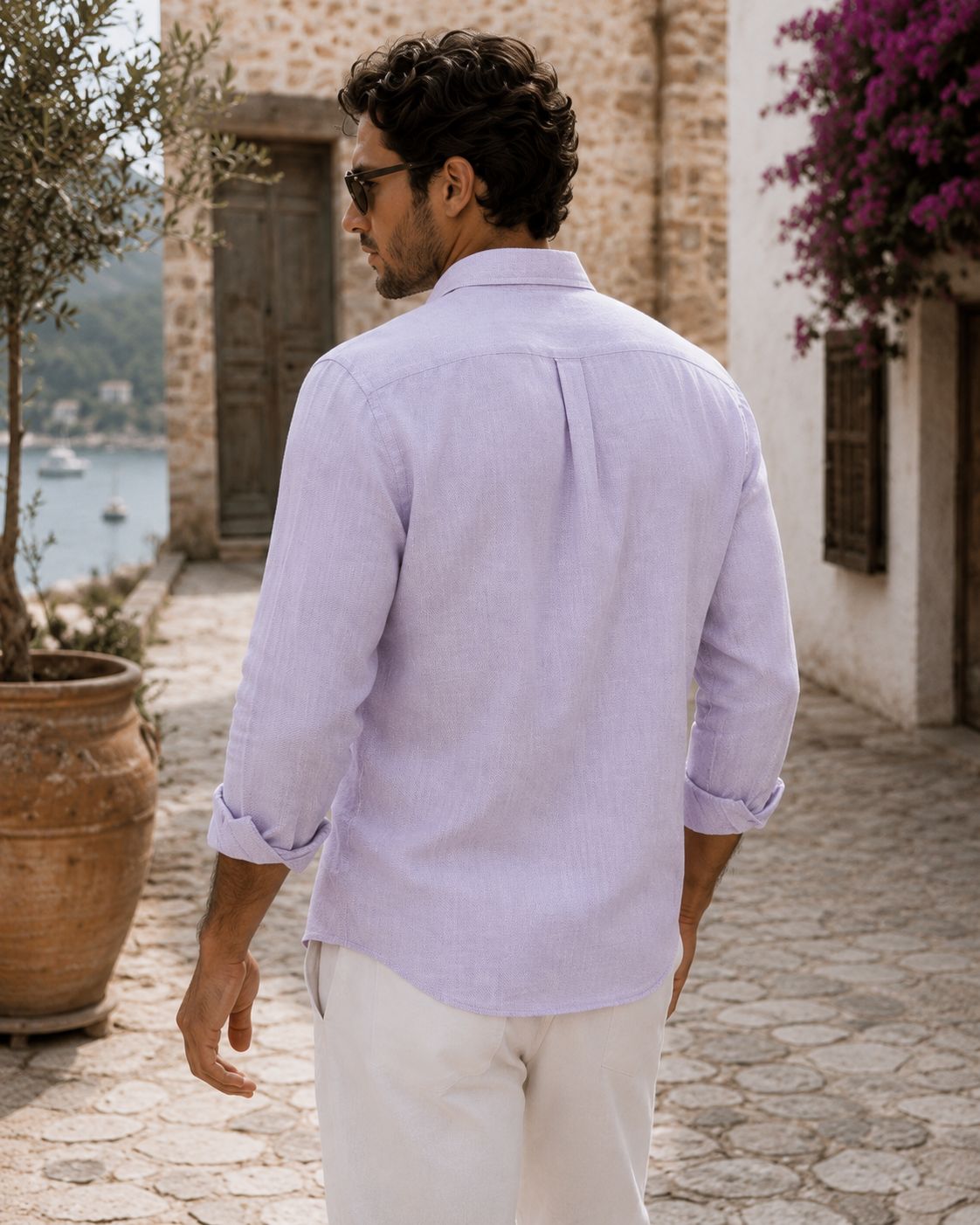 Lilac Linen Button Down Shirt