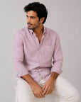 Suave Pink Linen Button Down Shirt