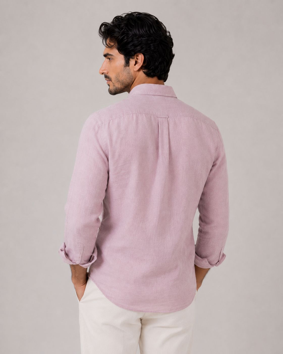 Suave Pink Linen Button Down Shirt