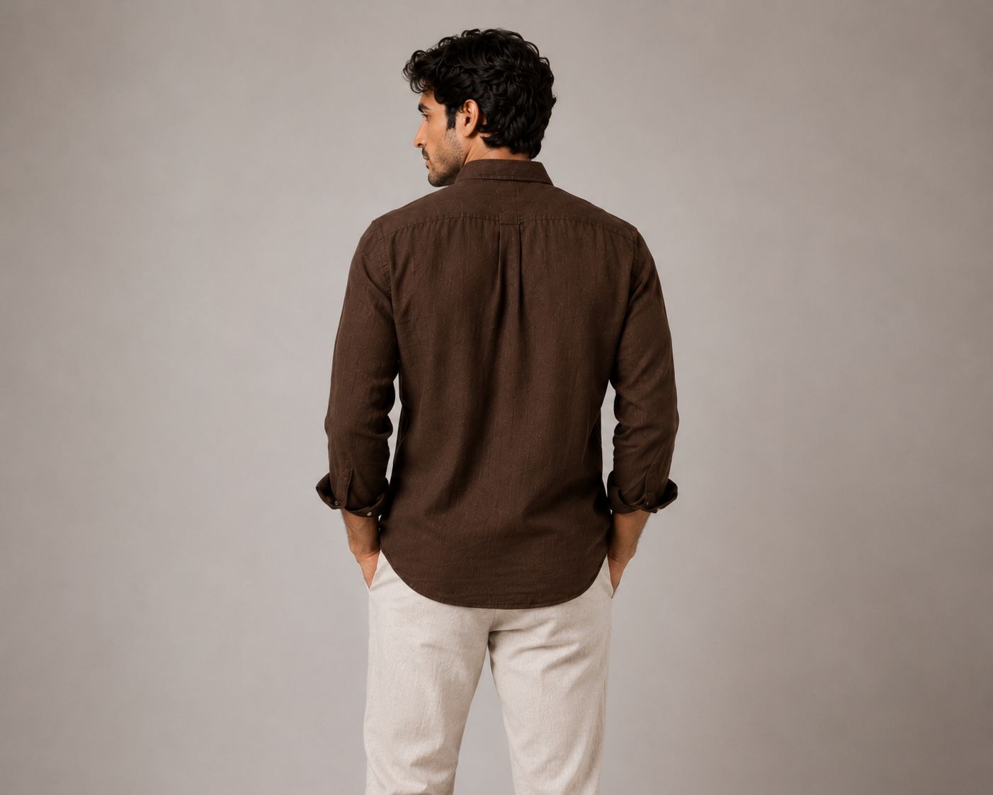 Brown Linen Button Down Shirt