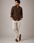 Brown Linen Button Down Shirt