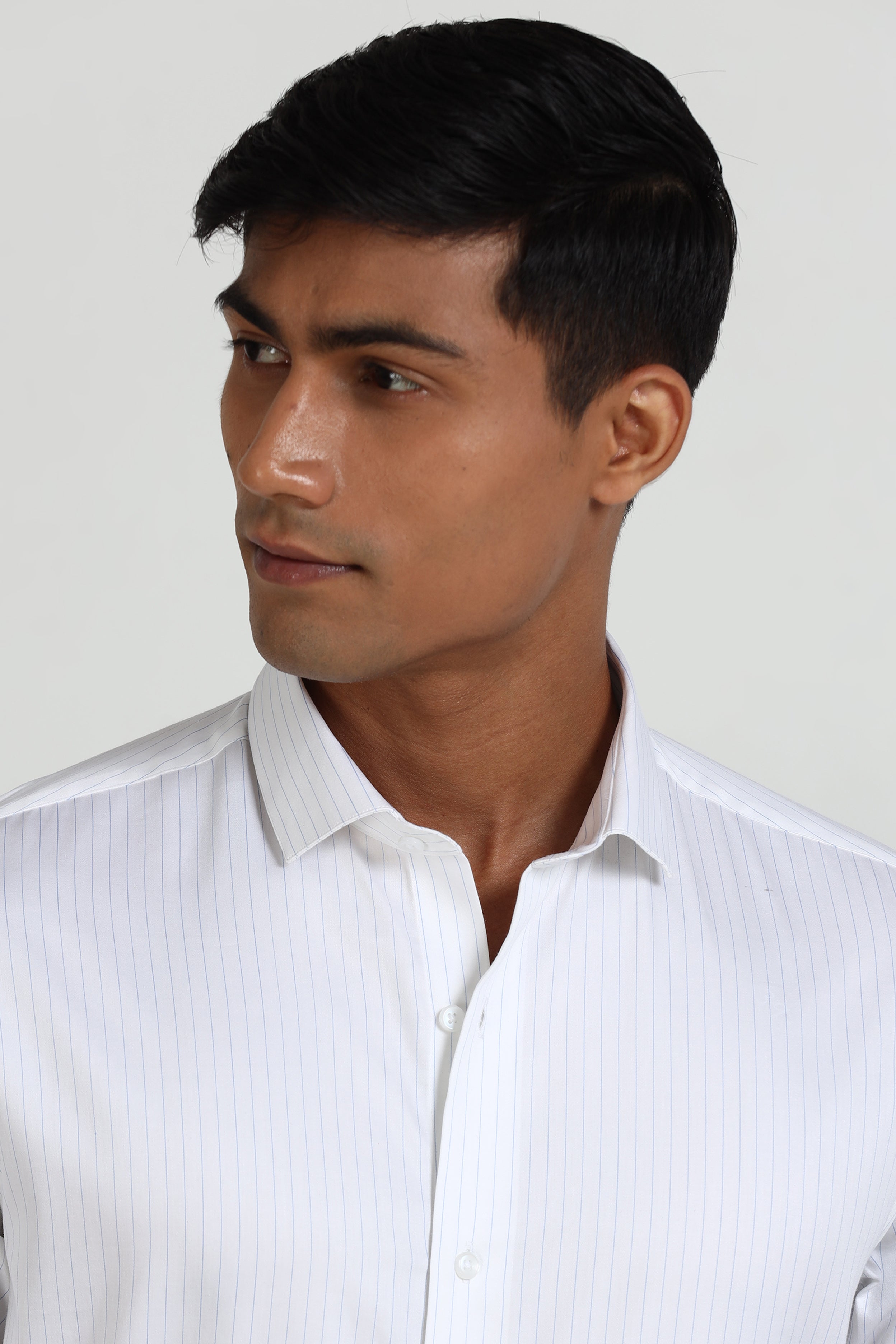 Satin White Formal Stripe Shirt