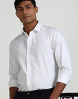 Satin White Formal Stripe Shirt