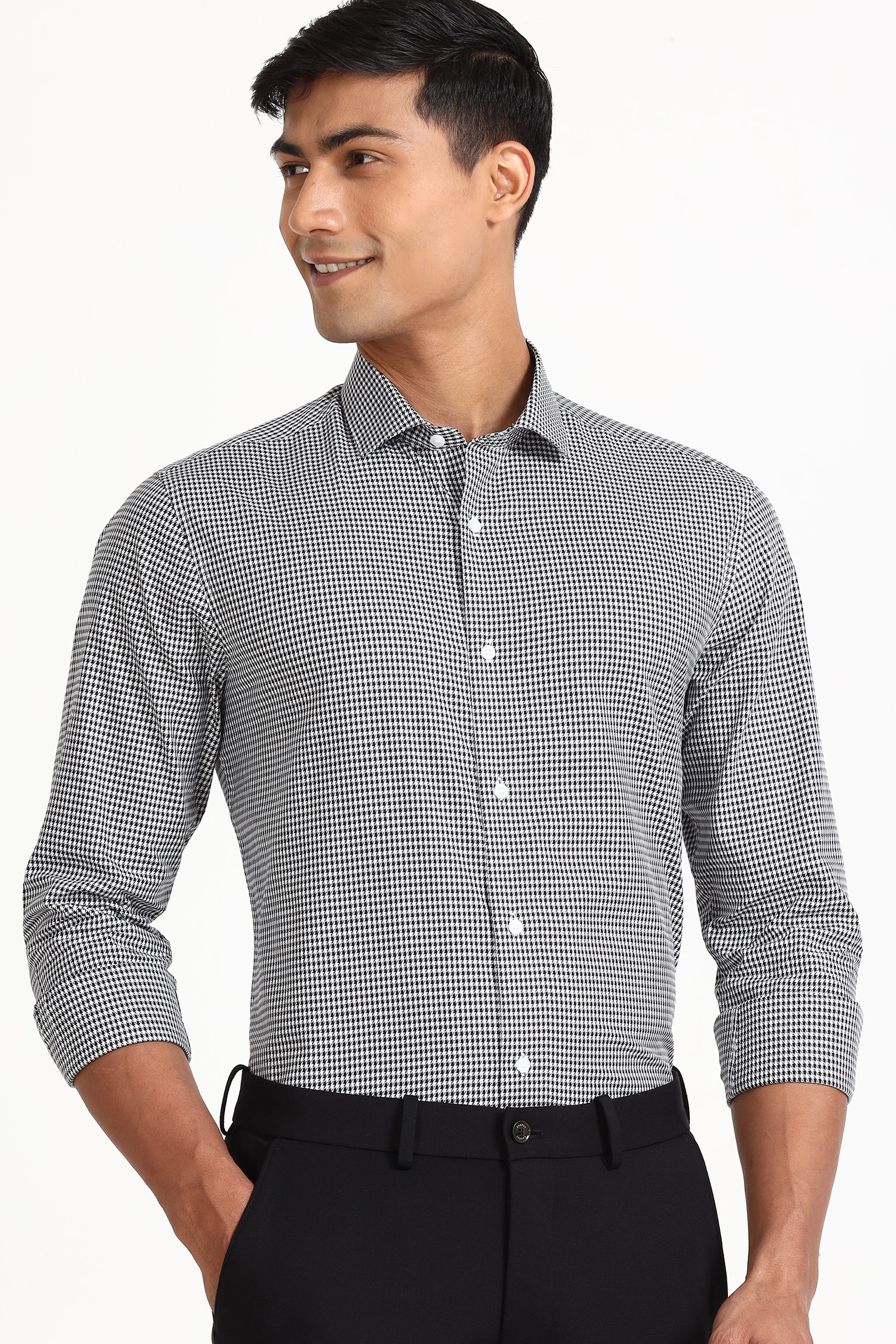 Black Formal Check Shirt