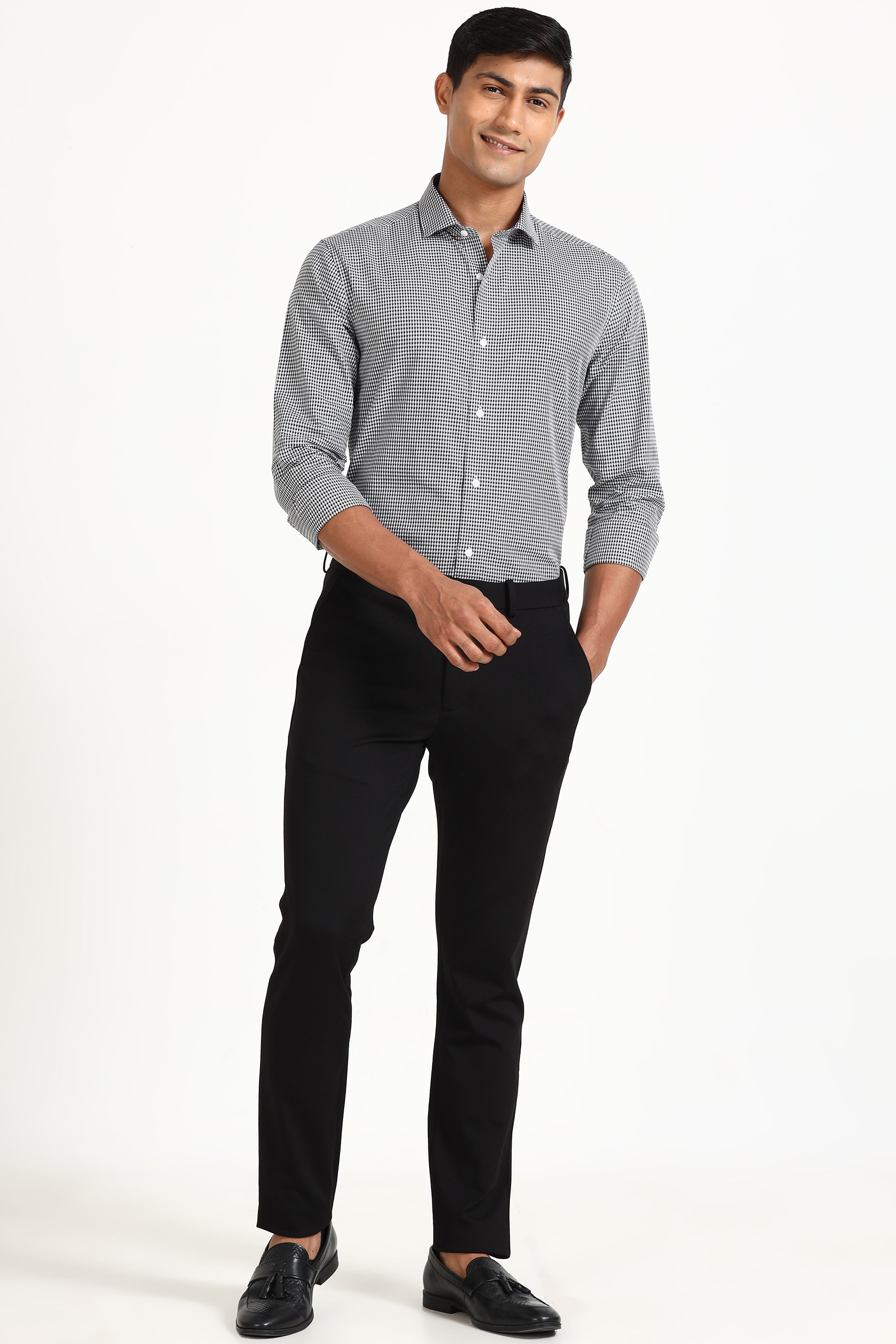 Black Formal Check Shirt