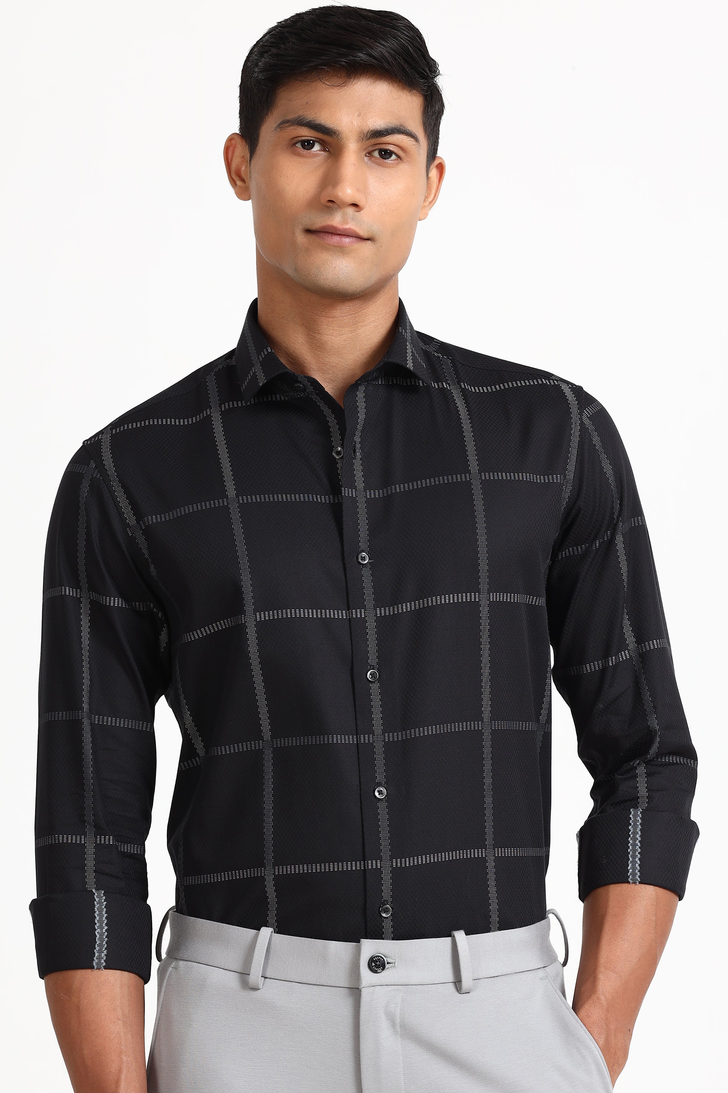 Black Square Check Shirt