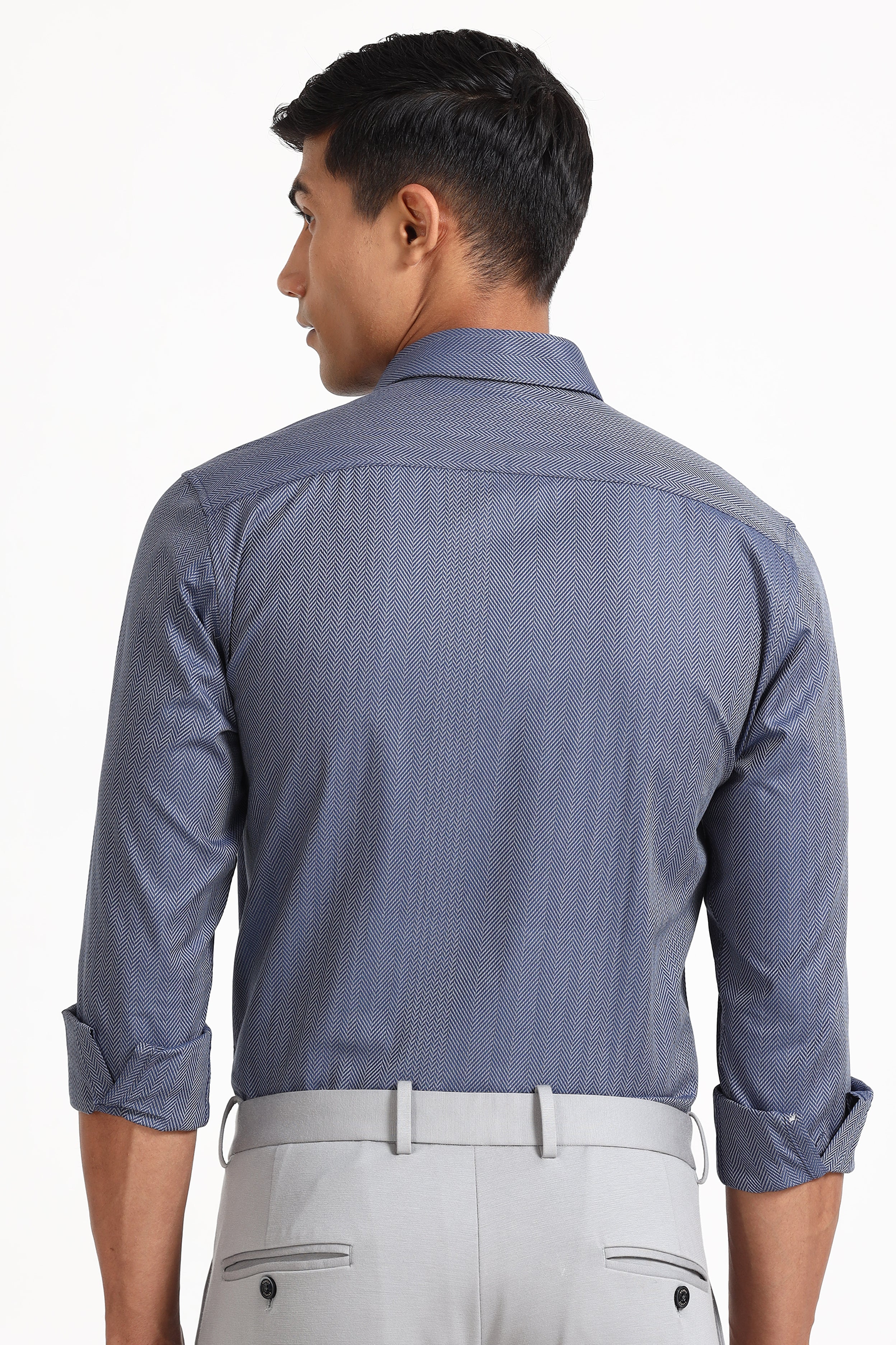 Blue Herringbone Formal Shirt