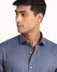 Blue Herringbone Formal Shirt