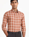 Orange Casual Check Shirt