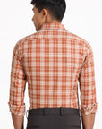 Orange Casual Check Shirt