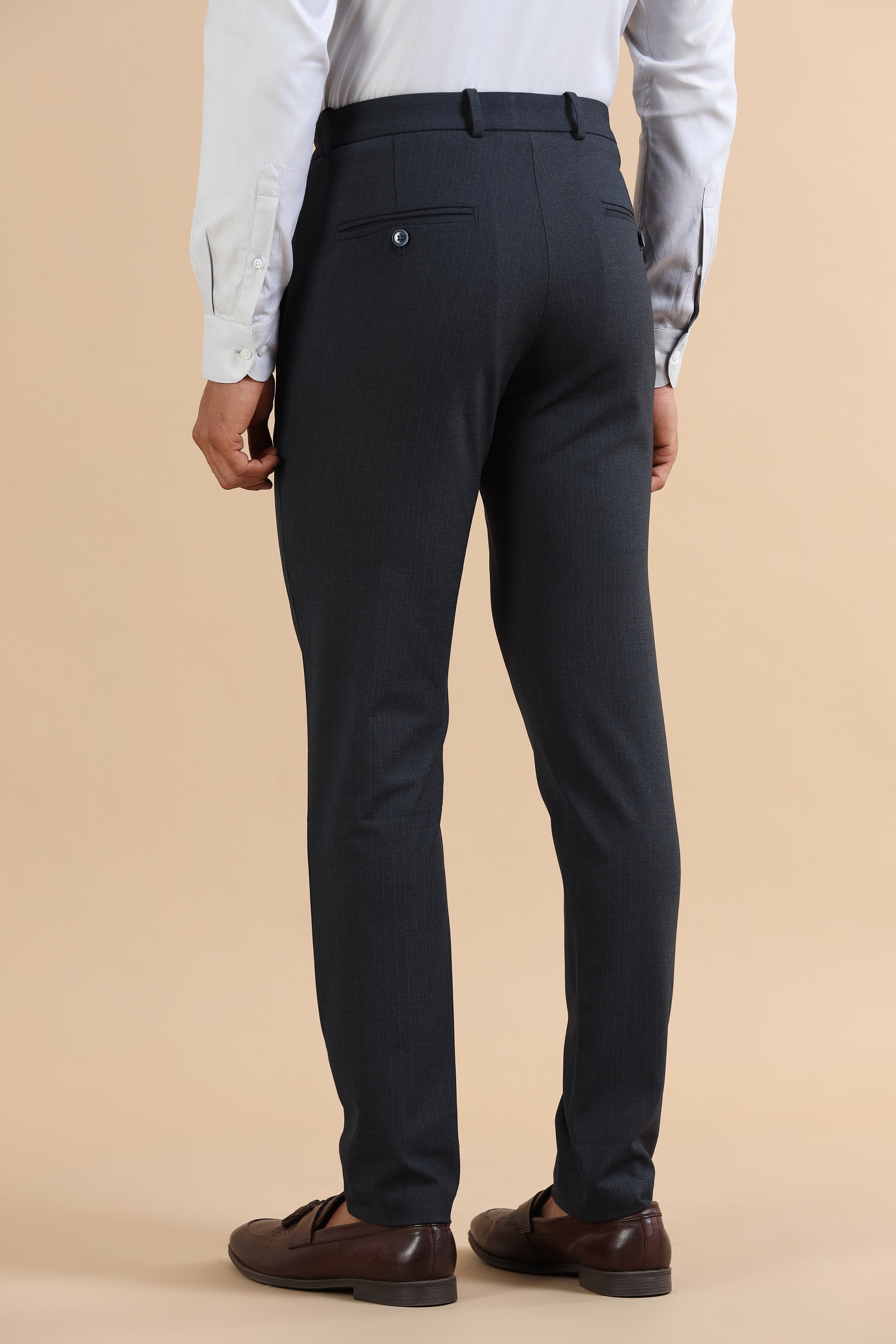 Navy Stripe Formal Trousers