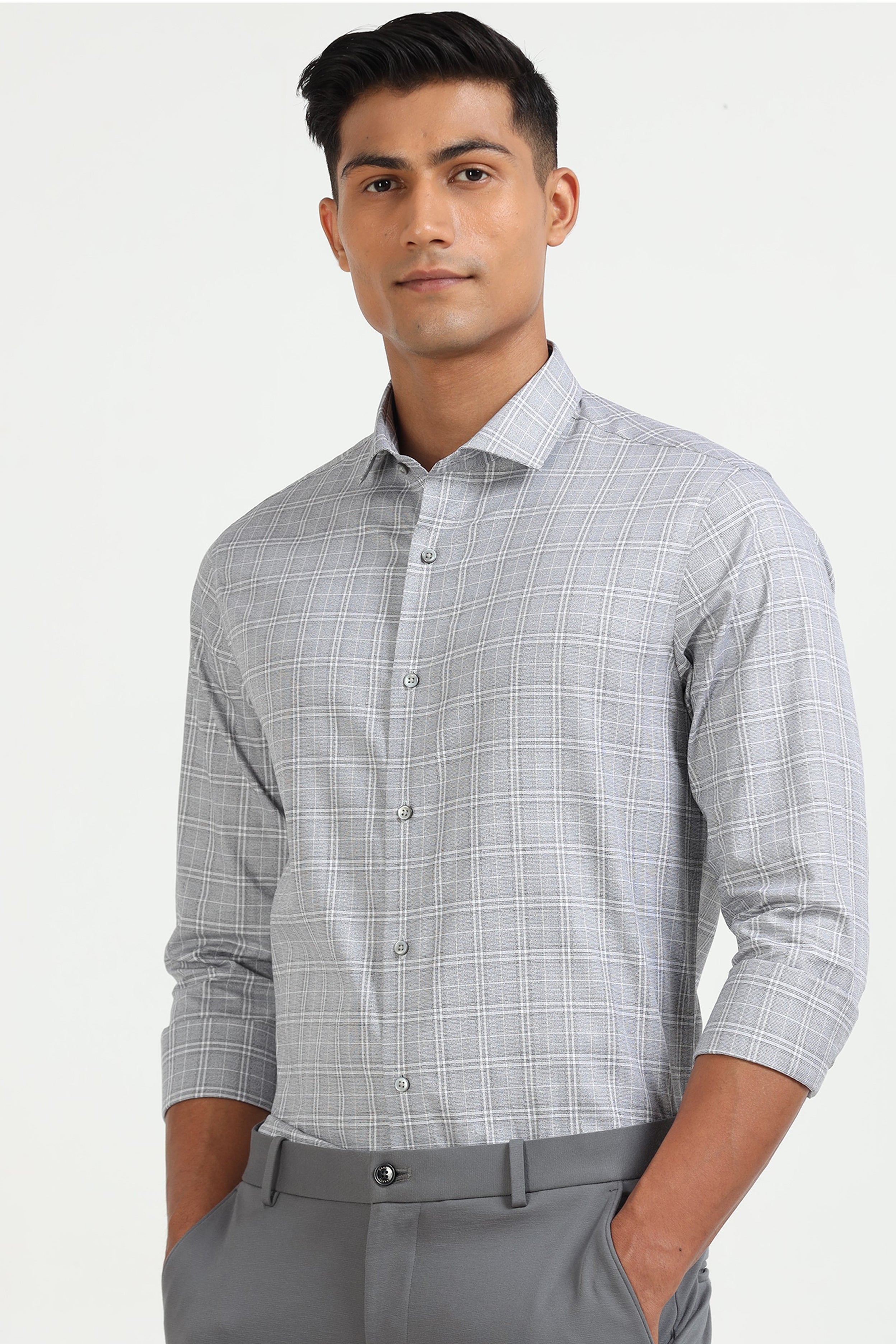 Grey Grid Elegance Shirt