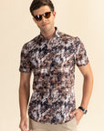 Half Sleeves Timber Print Shirt EOSS