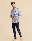 Navy floral casual shirt