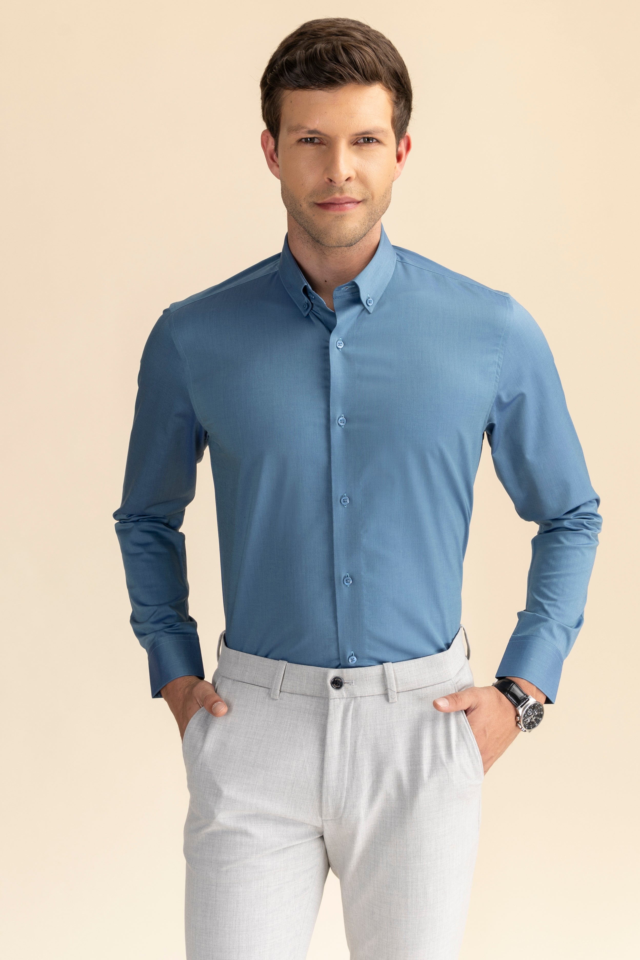 Teal Poplin Solid Shirt