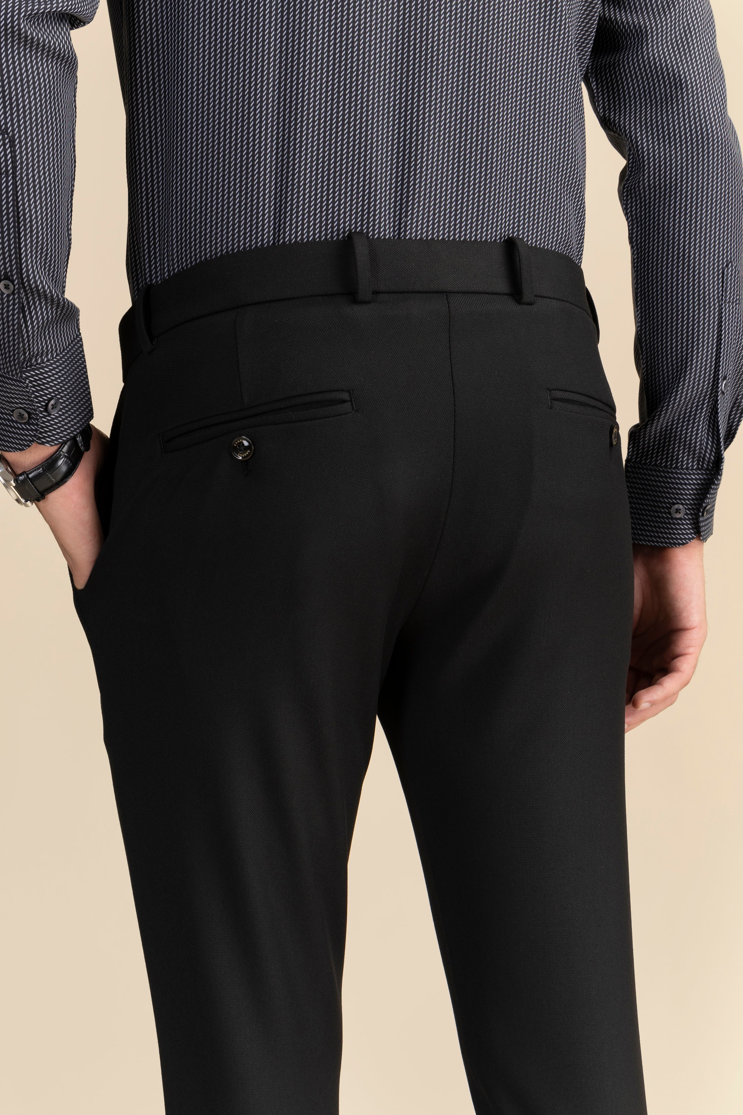 Black Zipper Formal Trousers