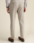 Beige Check Formal Trousers