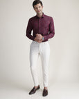 Cream Check Formal Trousers