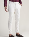 Cream Check Formal Trousers