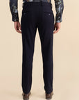 Navy Lycra 4 Way Stretch Knit Trousers