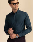 Dark Green Poplin Solid Shirt