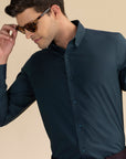 Dark Green Poplin Solid Shirt