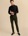 Green Lycra 4 Way Stretch Knit Trousers