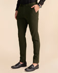 Green Lycra 4 Way Stretch Knit Trousers