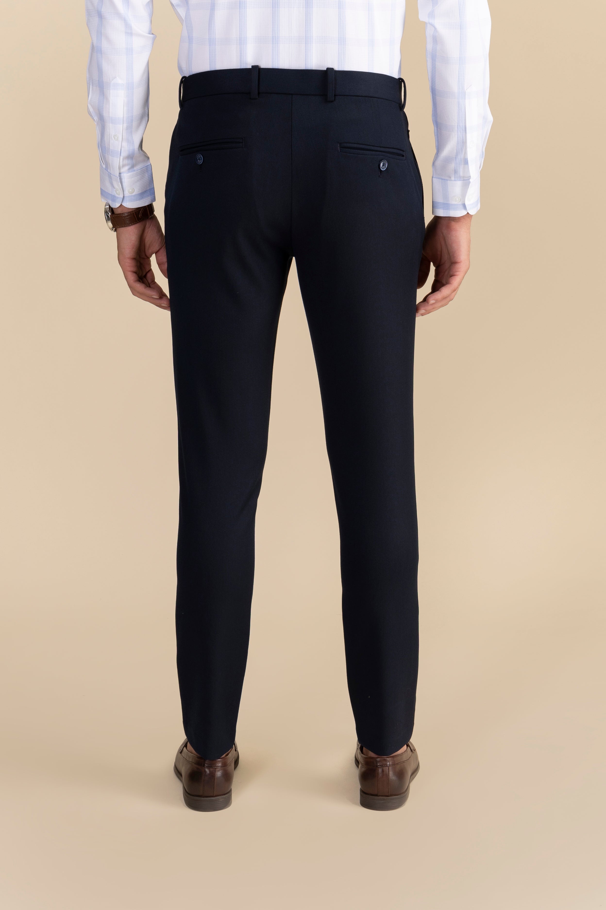 Navy Zipper Formal Trousers