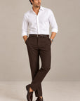 Brown woven 4 way stretch trouser